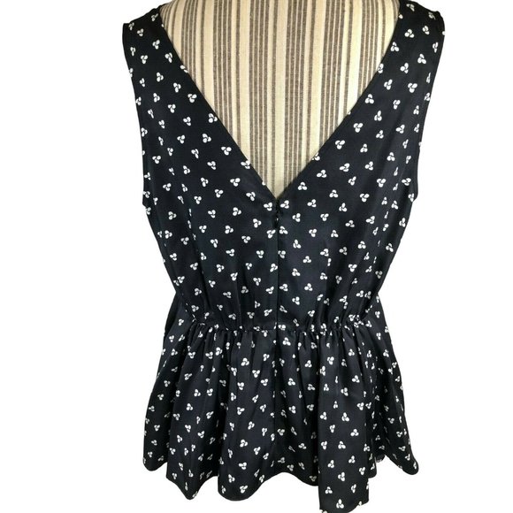 LEWIT Sharkbite Hem Silk Tank Top Blouse Black White Size 1 NEW - Picture 2 of 4